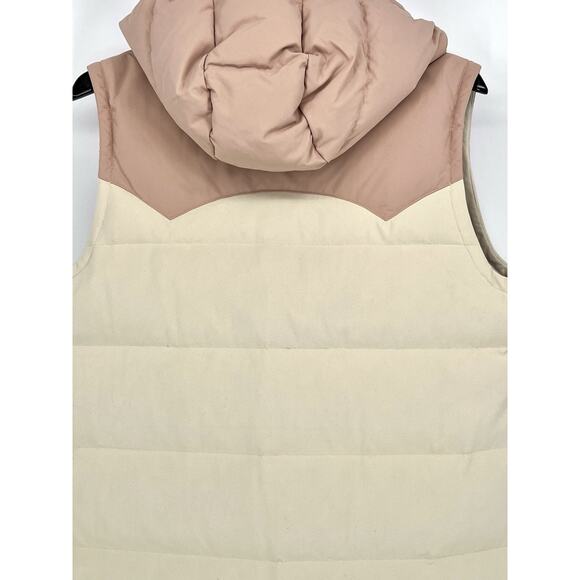 Patagonia Bivy Hooded Vest Cream/Pink Women’s Size Large Duck Down Warm Outdoors - Picture 11 of 12
